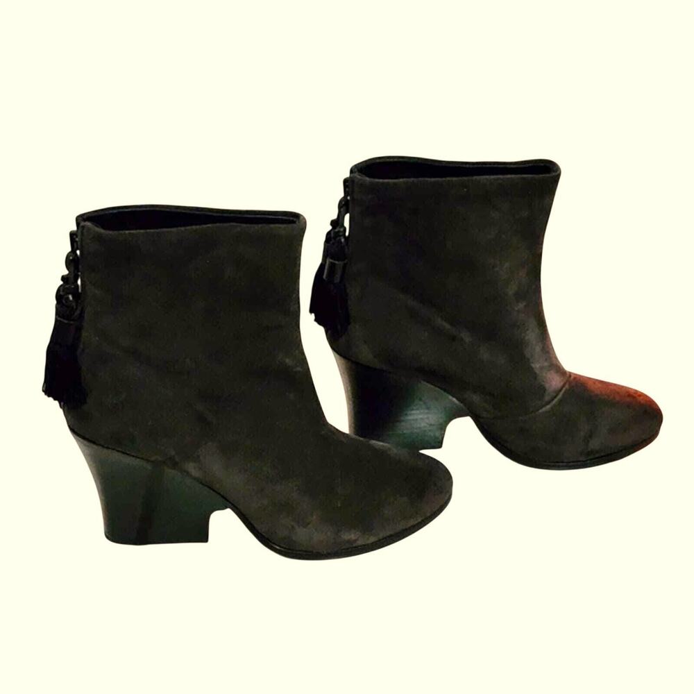 Authentic Rag & Bone Tacita Tassel Wedge Ankle Boot, Brown Suede Leather size 41